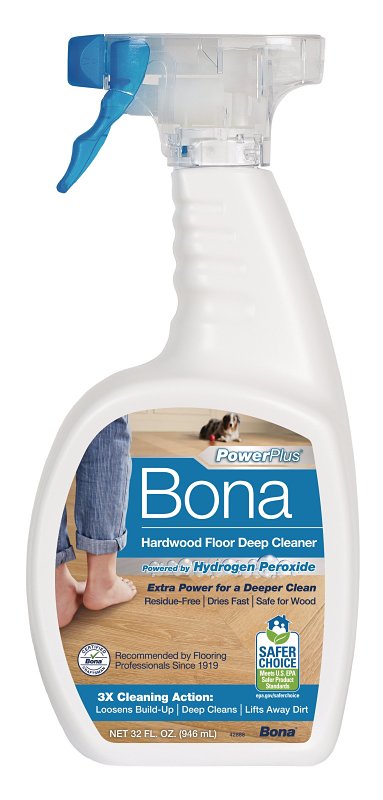 Bona PowerPlus WM850051001 Hardwood Floor Deep Cleaner, 32 oz Bottle, Liquid, Clear