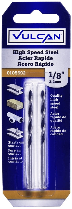Vulcan PTA250606/230511O Drill Bit, 1/8 in Dia, 2-3/4 in OAL, Short, Straight Shank