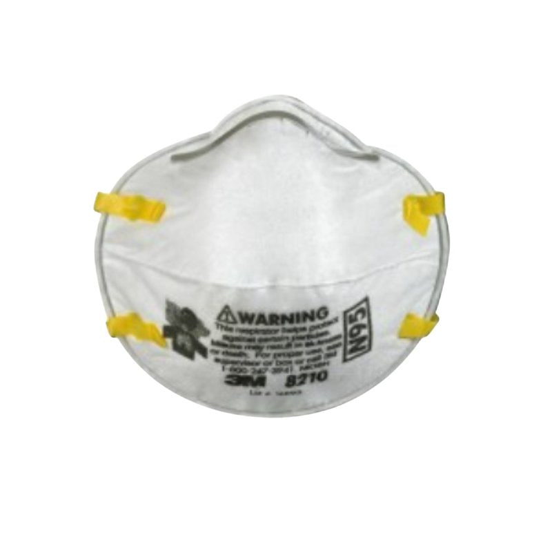 3M 8210PA1-A/8654 Paint Sanding Respirator, N95 Filter Class, 95 % Filter Efficiency, White