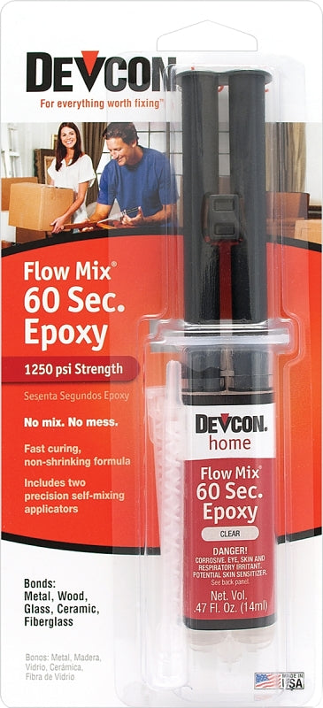 Devcon 21445 Epoxy Adhesive, Clear, Liquid, 0.47 oz Syringe