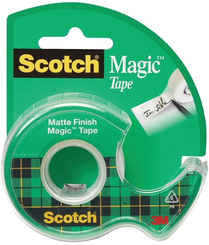 Scotch Office Tape, 300 in L, 3/4 in W, Plastic Backing