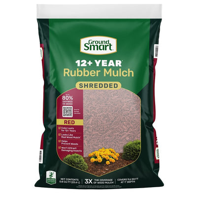 GroundSmart GSBF08RD96 Landscape Mulch, 9.6 sq-ft Coverage Area, Rubber, Red, 0.8 cu-ft Bag
