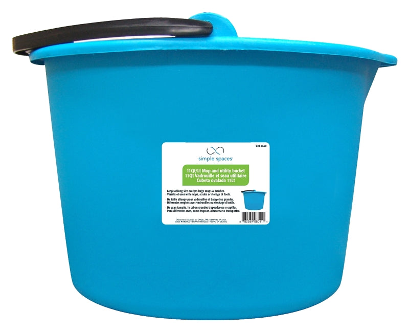 Simple Spaces Mop Bucket, 11 qt, Oblong, Polypropylene Bucket/Pail, Aqua
