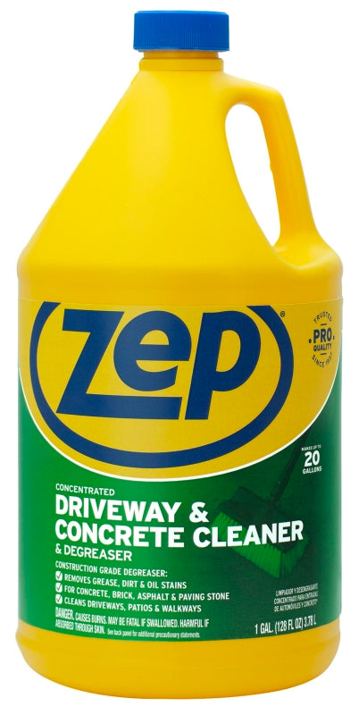 Zep ZUCON128 Concrete and Masonry Cleaner, Liquid, Characteristic, Mild, Clear/Purple, 128 oz Can