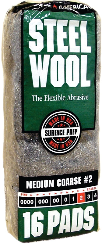 Homax Steel Wool, #2 Grit, Medium, Gray