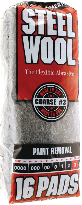 Homax Steel Wool, #3 Grit, Coarse, Gray