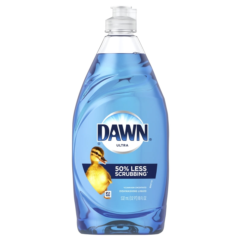 Dawn Ultra Dishwashing Detergent, 18 oz, Bottle, Liquid, Pleasant, Clear to Blue
