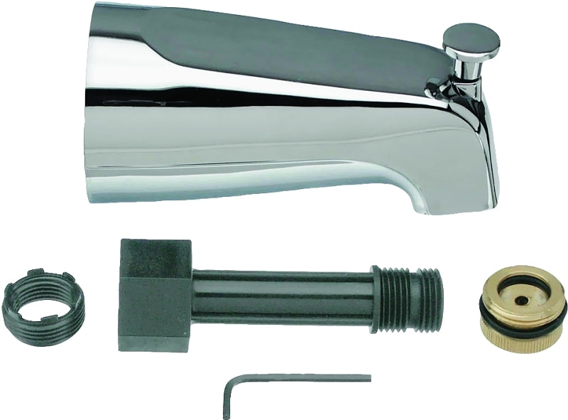 Danco Tub Spout with Diverter, 7-7/8 in L, Metal, Chrome-Plated