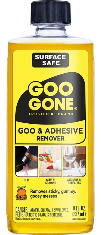 Goo Gone Goo and Adhesive Remover, 8 oz Bottle, Liquid, Citrus, Yellow