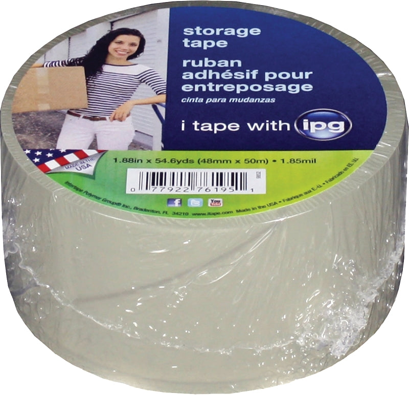 IPG Packaging Tape, 54.6 yd L, 1.88 in W, Polypropylene Backing, Clear
