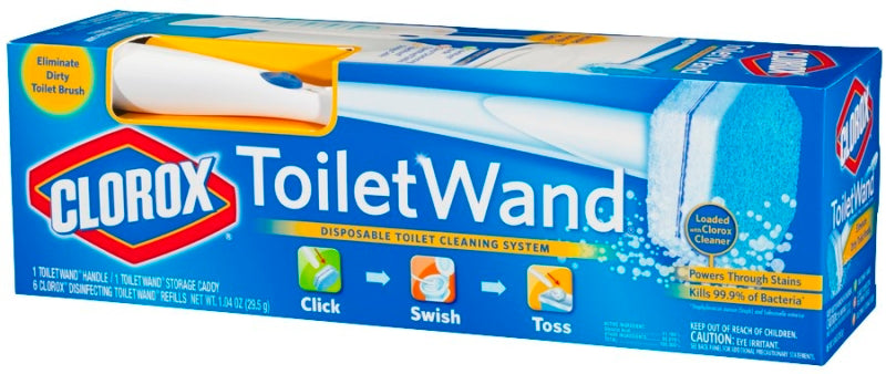 Clorox 03191 Toilet Wand Kit, Plastic Blade, 15.31 in W, 4.41 in L, Plastic Handle