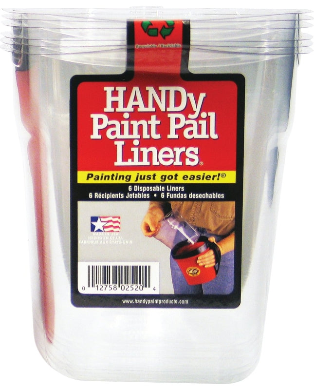 Handy Products BER- Disposable Paint Pail Liner, 1 qt, Plastic, Clear