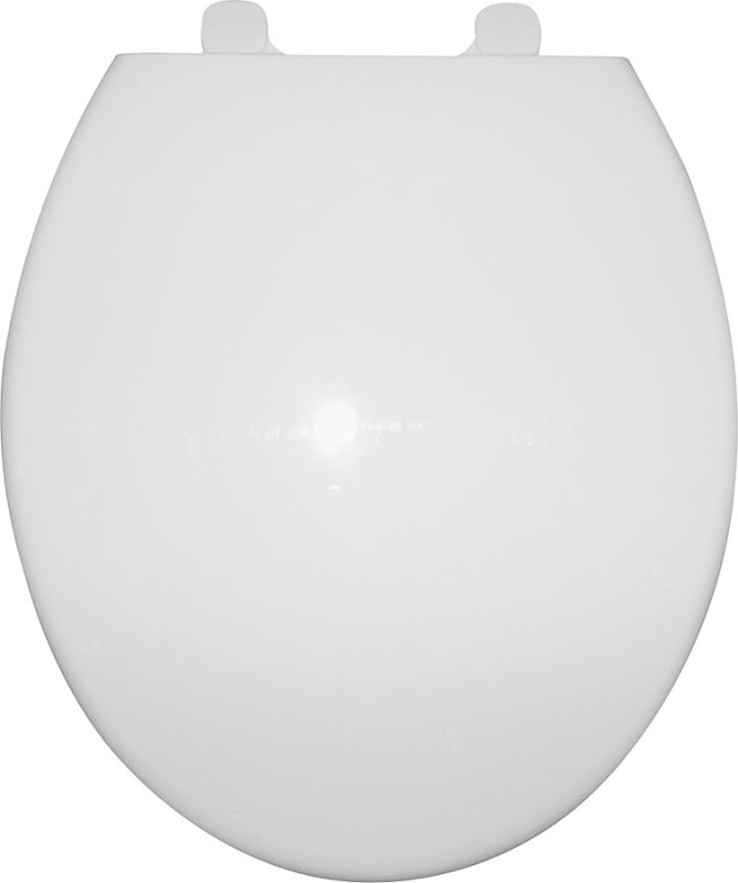 ProSource Q-328-WH Toilet Seat, Round, Polypropylene, White, Plastic Hinge