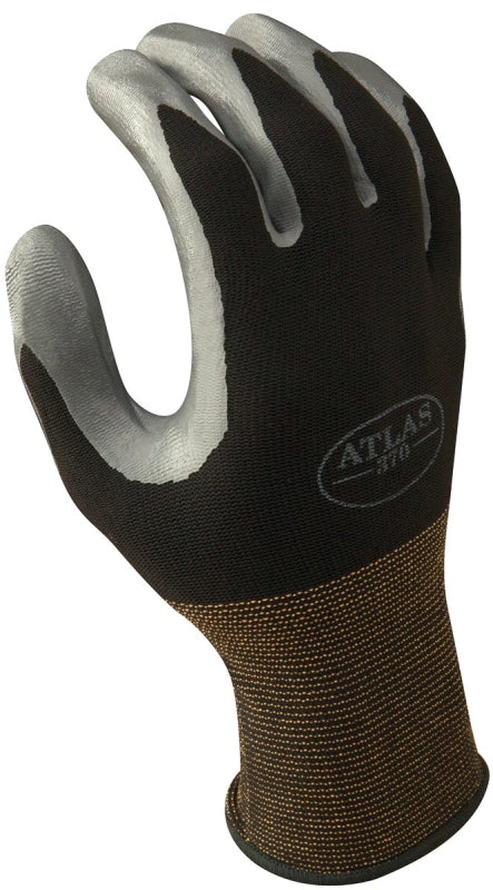 Showa Protective Gloves, L, Knit Wrist Cuff, Nitrile, Black/Gray
