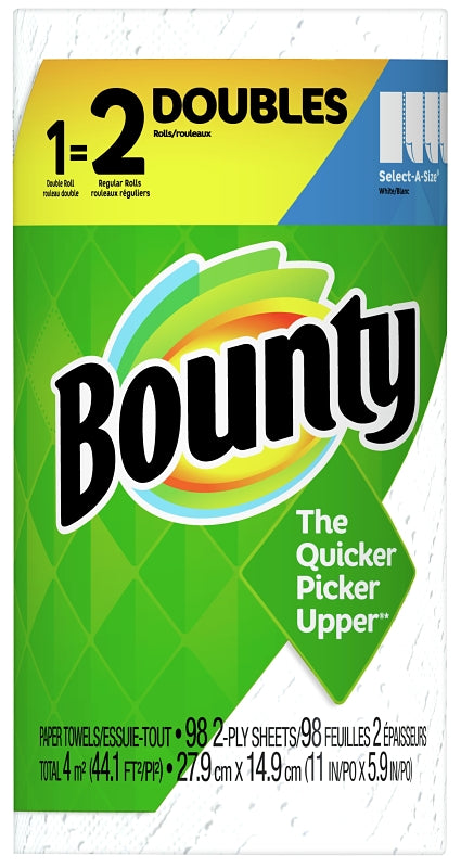 Bounty 66539 Double Roll Paper Towel, 2-Ply, White, 1/PK