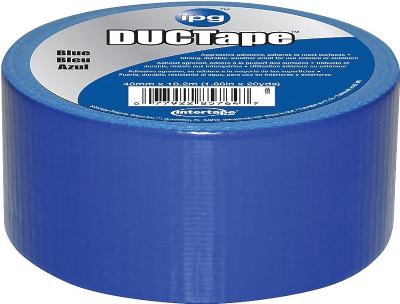 IPG 6720BLU All-Purpose Duct Tape, 20 yd L, 1.88 in W, Polyethylene-Coated Cloth Backing, Blue