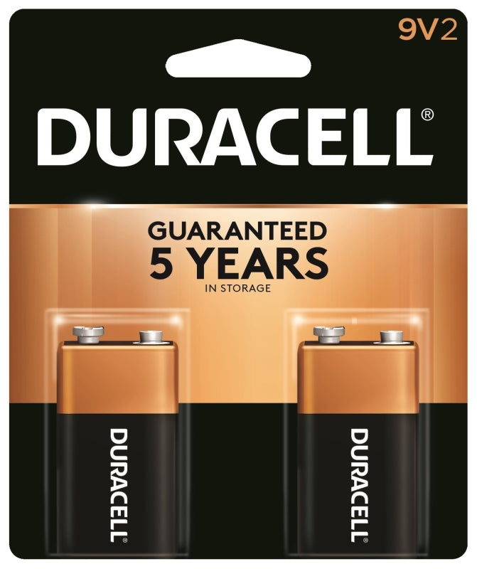 Duracell Battery, 9 V Battery, Alkaline, Manganese Dioxide, Rechargeable: No, 2/PK