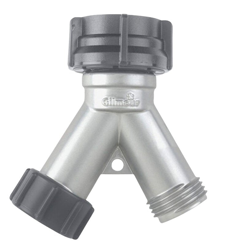 Gilmour 808004-1001 Y-Connector, Die-Cast Zinc, Nickel, For: Garden Hose