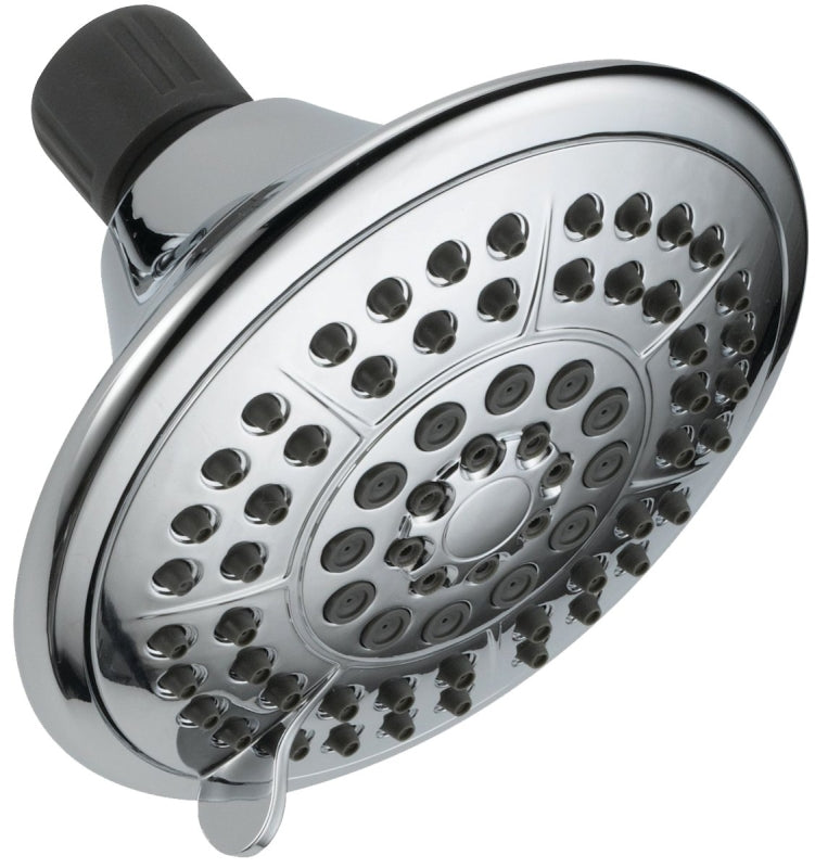 Delta 75554C Showerhead, Round, 1.75 gpm, 1/2 in Connection, IPS, 5-Spray Function, Plastic, Chrome-Plated