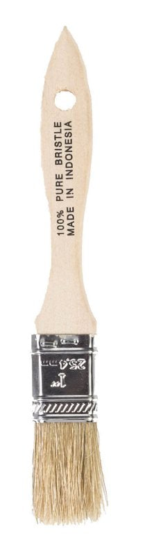 Wooster Paint Brush, 1 in W, 1-11/16 in L Bristle, Soft Natural China Bristle, Plain-Grip Handle