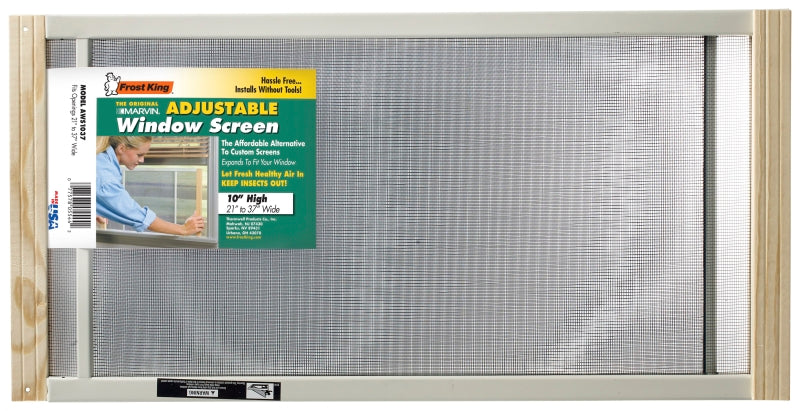 Frost King W.B. Marvin AWS1037 Window Screen, 10 in L, 21 to 37 in W, Aluminum