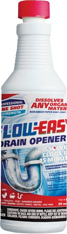 Flow-Easy Drain Opener, Liquid, Dark Brown, 20 oz Bottle