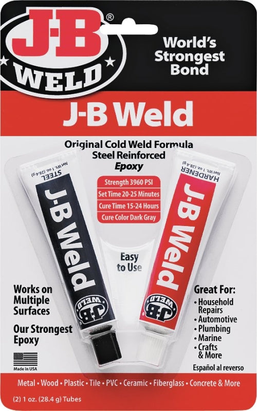 J-B Weld 8265S 2-Part Cold Weld Epoxy, Dark Gray, Solid, 2 oz Tube