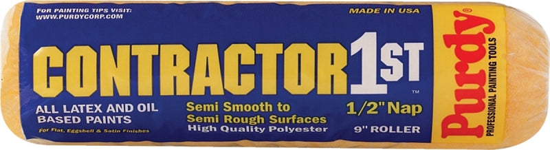 Purdy 144688093 Roller Cover, 1/2 in Thick Nap, 9 in L, Polyester Cover
