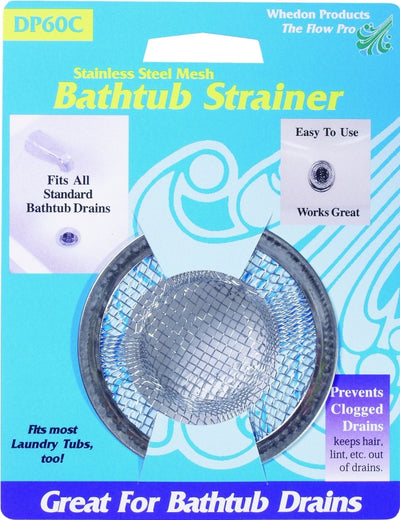 Whedon Bathtub Strainer with Ring, Stainless Steel