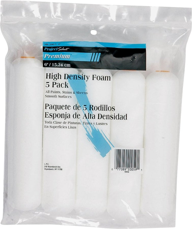 Linzer MR200-5-6 Roller Cover, White, 1/4 in Thick Nap, 6 in L, Foam Cover