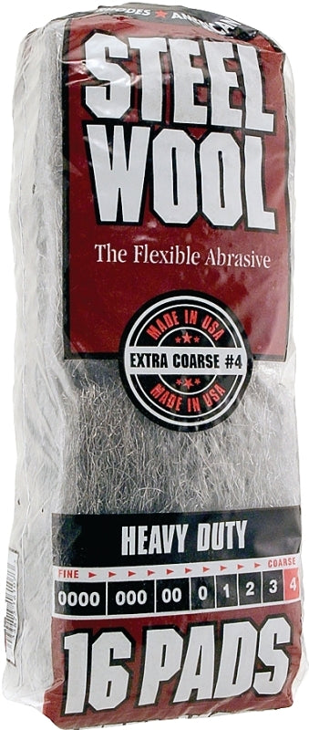 Homax Steel Wool, #4 Grit, Extra Coarse, Gray