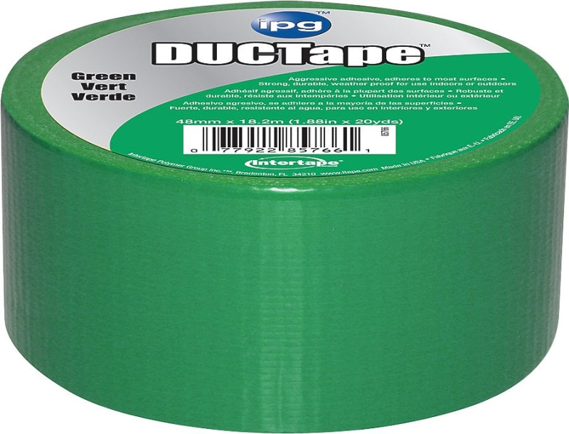 IPG 6720GRN All-Purpose Duct Tape, 20 yd L, 1.88 in W, Polyethylene-Coated Cloth Backing, Green