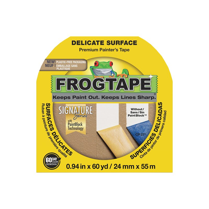 FrogTape 280220 Painting Tape, 60 yd L, 0.94 in W, Yellow