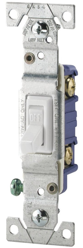 Eaton Wiring Devices Series Toggle Switch, White, 15 A, 120 V, 4.2 in L x 1.3 in W x 1.103 in D Dimension