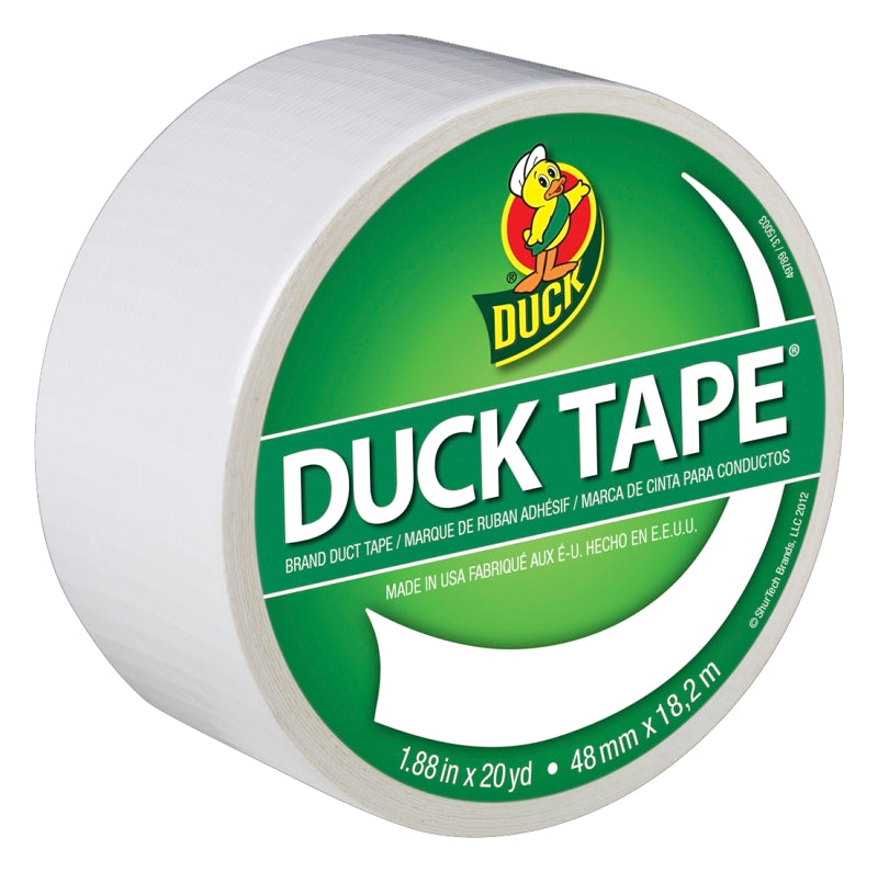 Duck Duct Tape, 20 yd L, 1.88 in W, Vinyl Backing, White