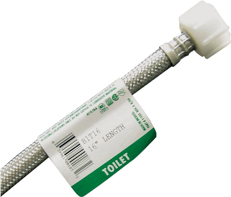 Fluidmaster Toilet Connector, 3/8 in Inlet, Compression Inlet, 7/8 in Outlet, Ballcock Outlet, 16 in L