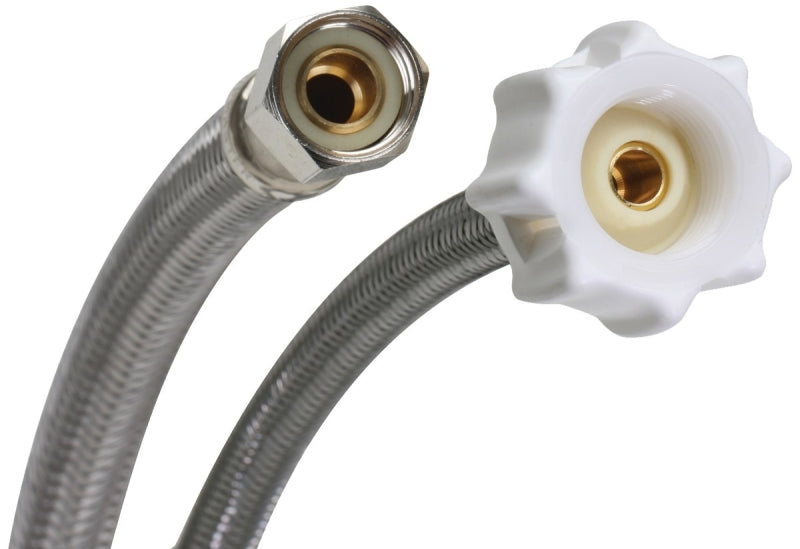 Fluidmaster Click Seal Series B1T12CS Toilet Connector, 12 in L, 3/8 in Inlet, Compression Inlet, 7/8 in Outlet