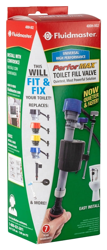 Fluidmaster PerforMAX Series Fill Valve, Plastic Body, Anti-Siphon: Yes