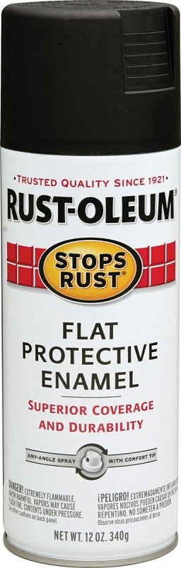 Rust-Oleum Rust Preventative Spray Paint, Flat, Black, 12 oz Can