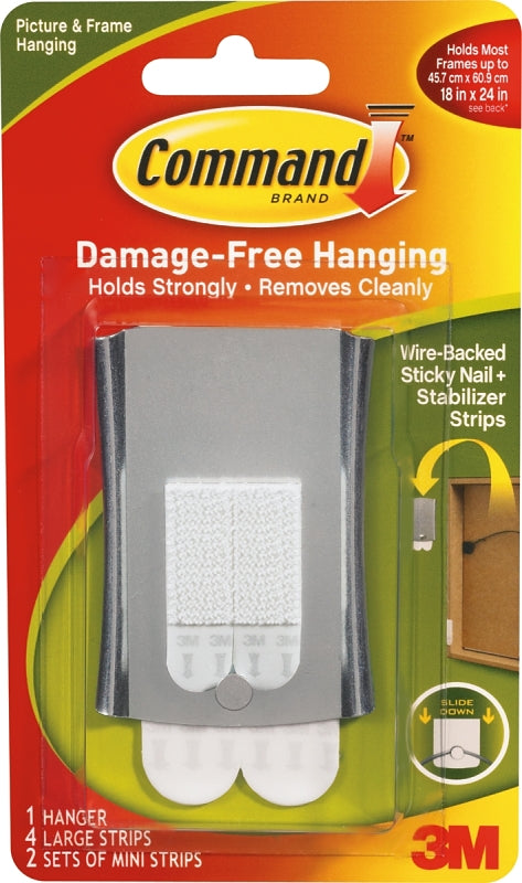 Command 17048 Universal Picture Hanger, 8 lb, Metal, Sticky Nail