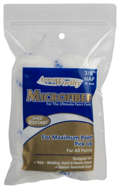 Arroworthy Mini Roller Cover, 3/8 in Thick Nap, 4 in L, Microfiber Cover, 12/PK