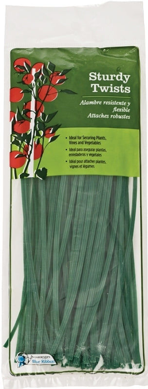 Gardener's Blue Ribbon T-002 Pre-Cut Twist Tie, 8 in L, Plastic