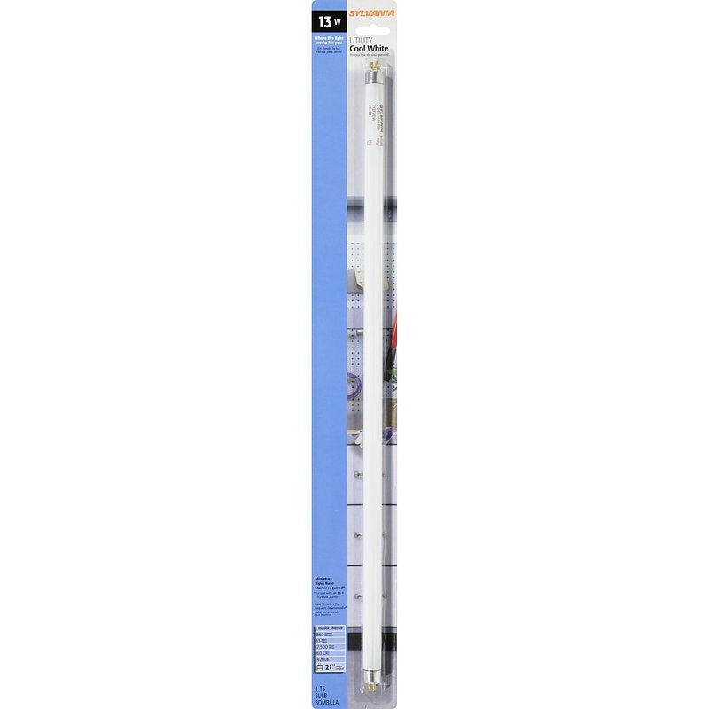 Sylvania Fluorescent Bulb, 13 W, T5 Lamp, G5 Miniature Lamp Base, 830 Lumens, 4200 K Color Temp, Cool White