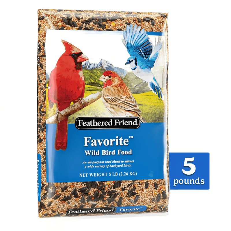 Feathered Friend Favorite 14388 Sunflower Seed Wild Bird Food, 5 lb, All-Purpose, Blended, Seed, Bag