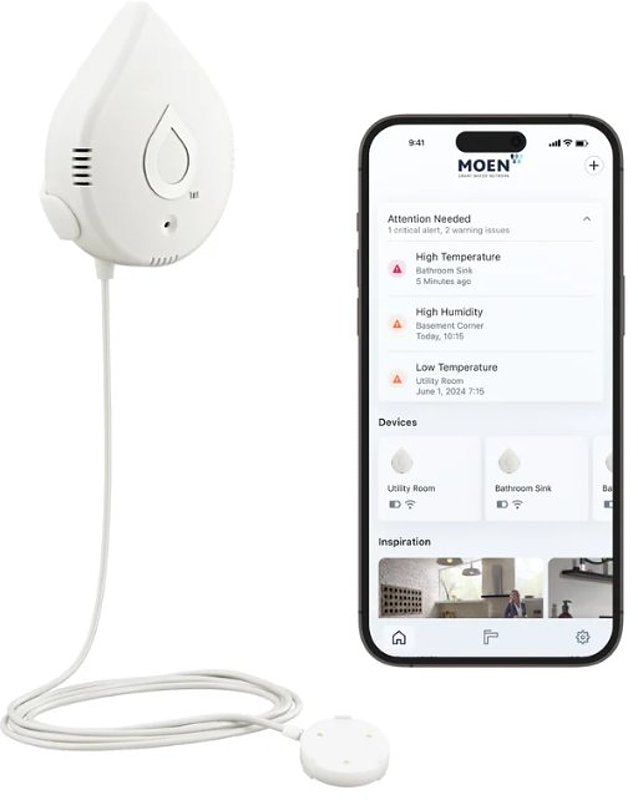 Moen Smart Water Leak Detector, 4 ft Cable