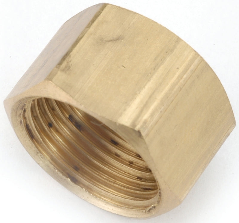Anderson Metals Tube Cap, 3/8 in, Compression, Brass