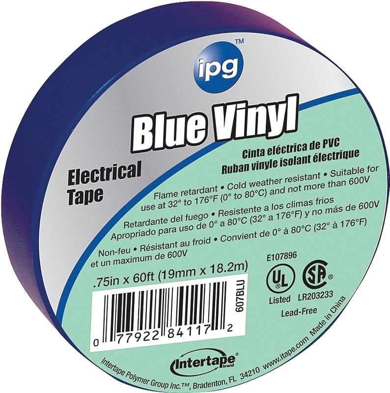 IPG Electrical Tape, 60 ft L, 3/4 in W, Blue