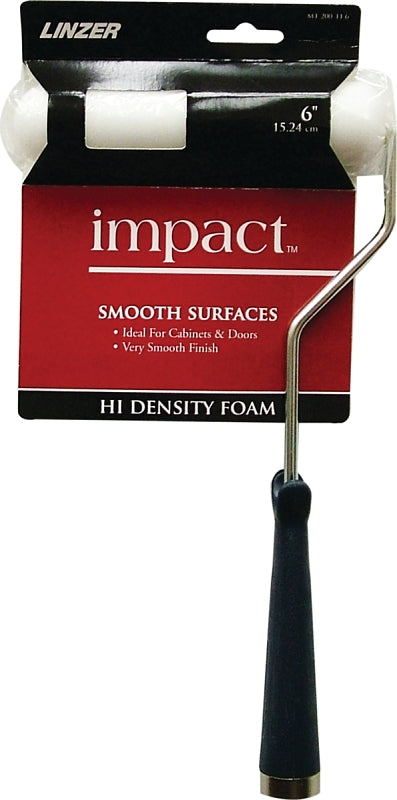 Linzer MT200-11 6IN Mini Roller, 11 in L Handle, White Roller, 1/4 in Nap, Foam Cover, Threaded Handle, 6 in L Roller