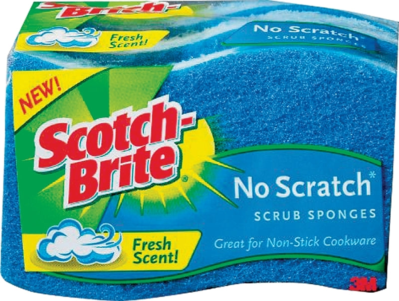 Scotch-Brite Scrub Sponge, 4.4 in L, 2.6 in W, 0.8 in Thick, Cellulose, Blue