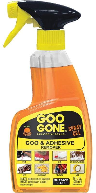 Goo Gone Goo and Adhesive Remover, 12 oz Bottle, Gel, Citrus, Orange
